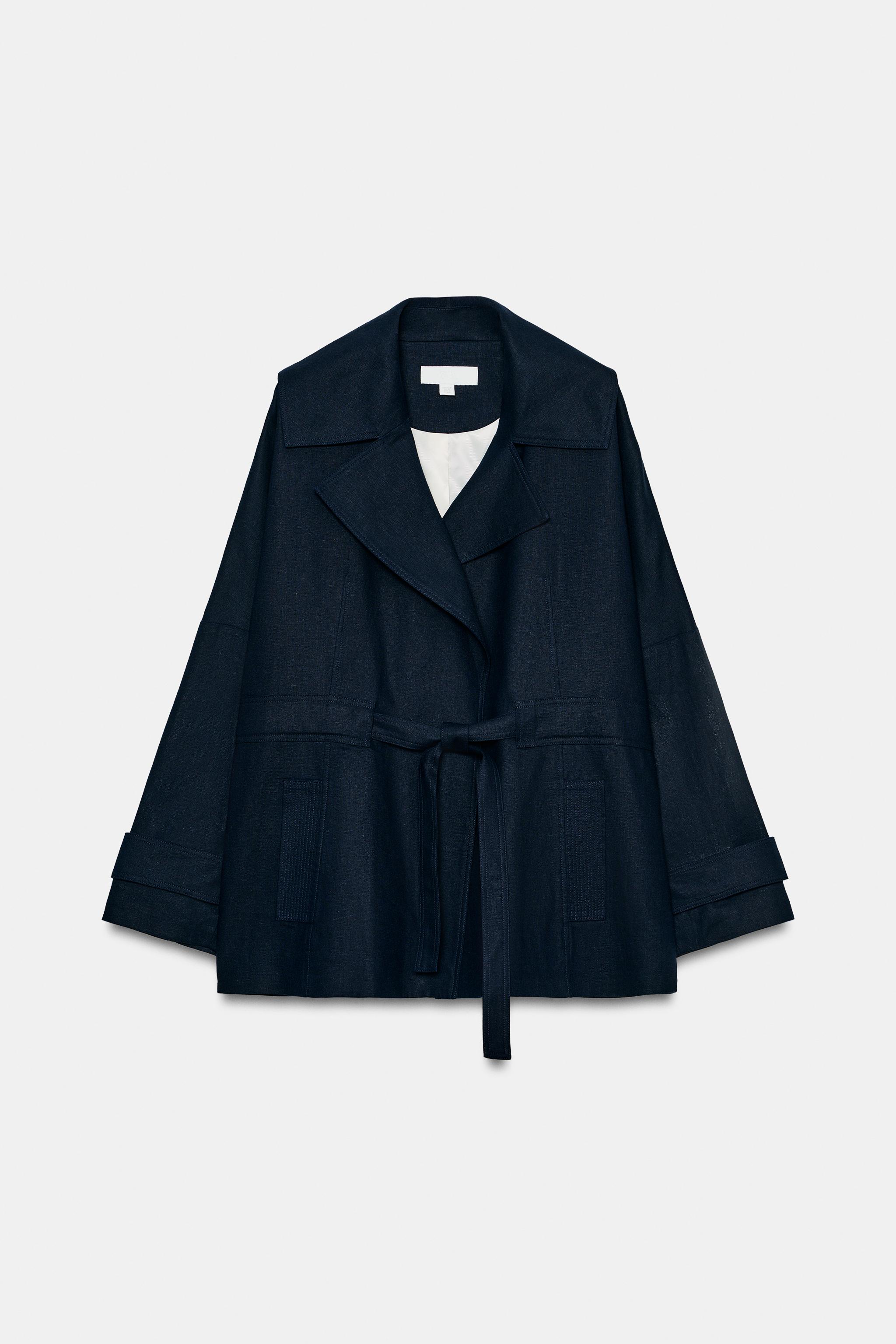 VESTE TRENCH EN LIN À CEINTURE